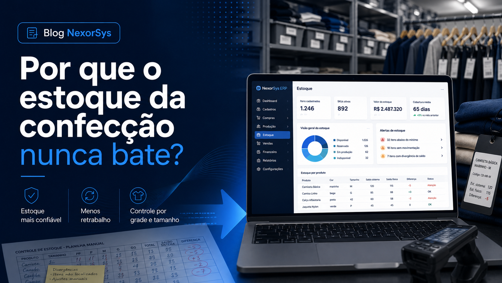 Por que o estoque da confecção nunca bate?